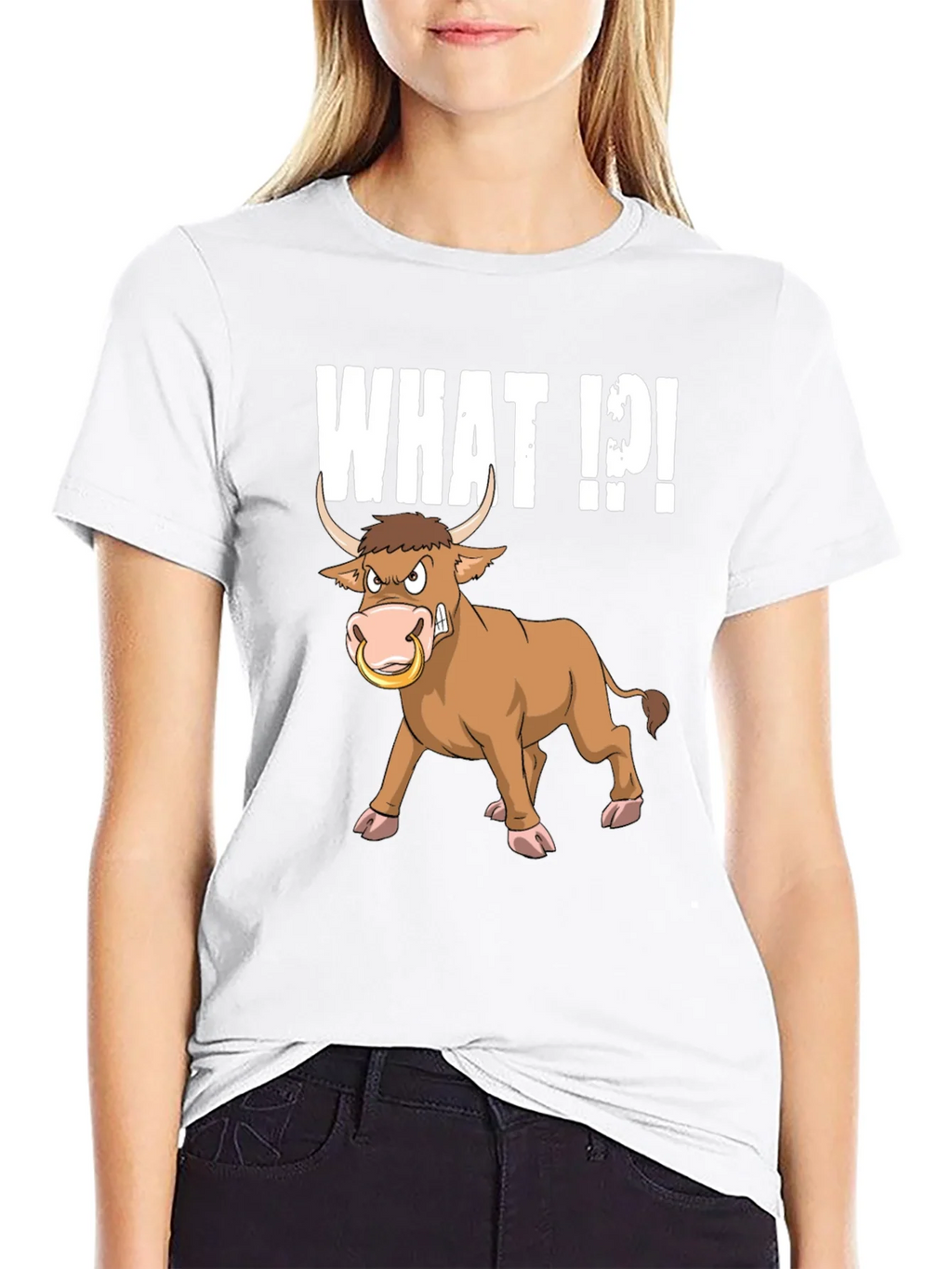 Funny Bull What T-Shirt - Black Graphic Tee product image 11