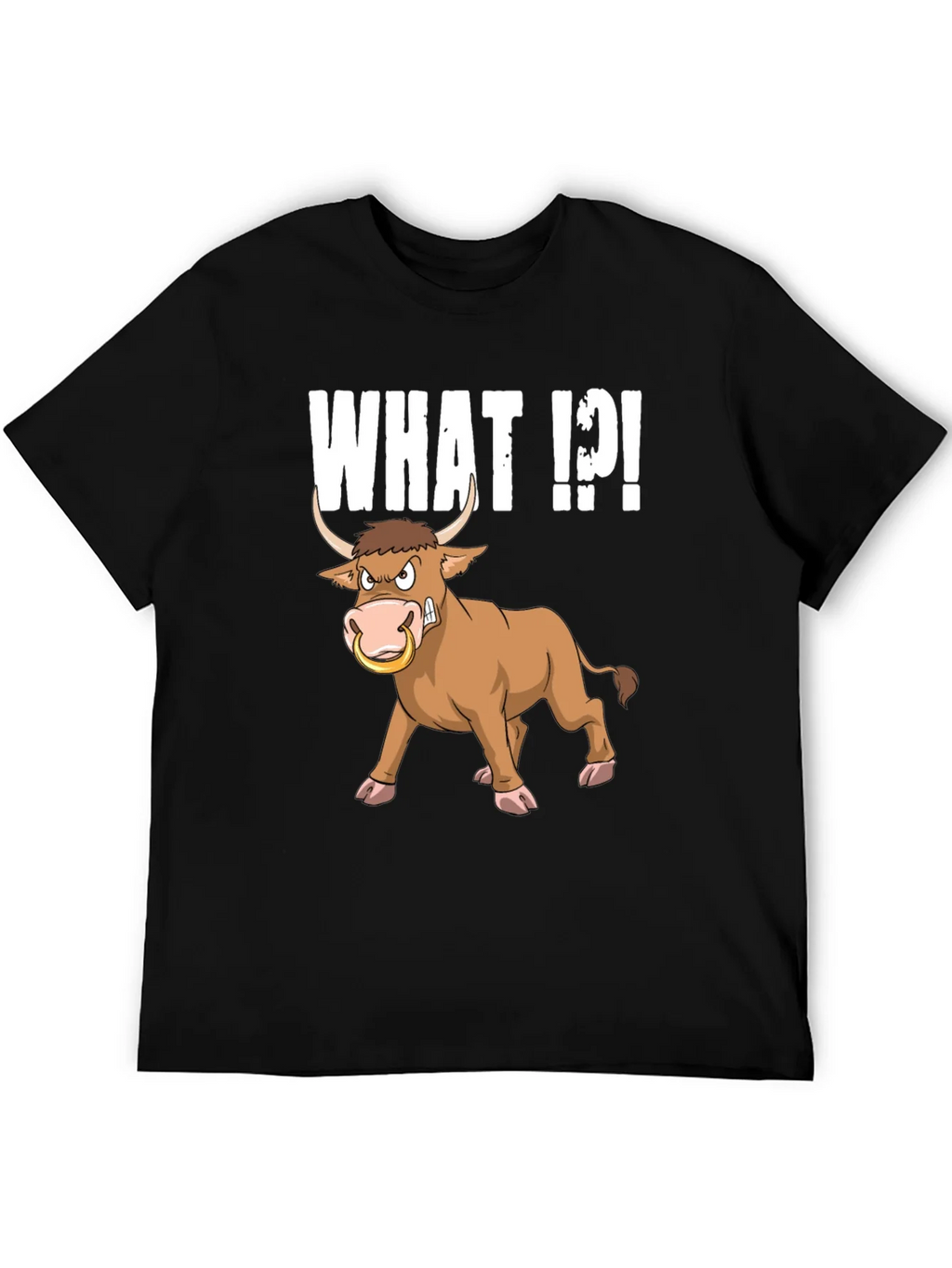 Funny Bull What T-Shirt - Black Graphic Tee product image 8