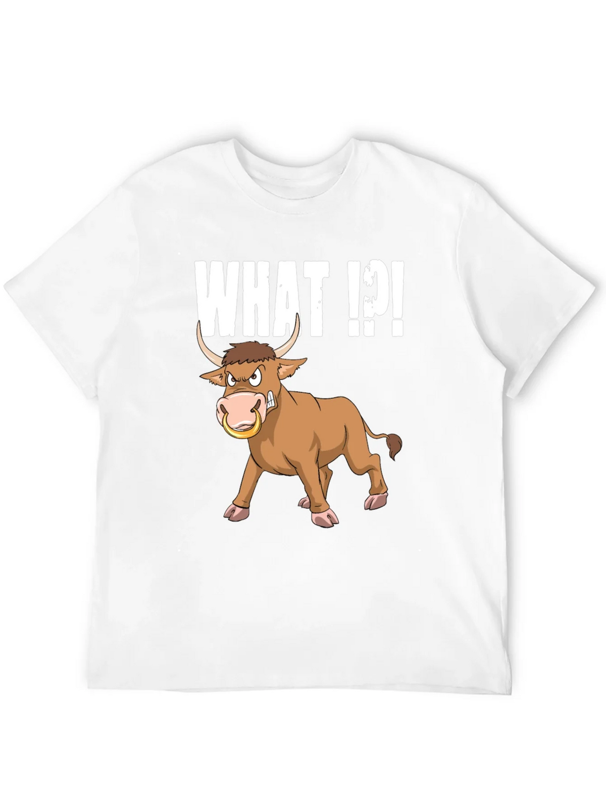 Funny Bull What T-Shirt - Black Graphic Tee product image 3