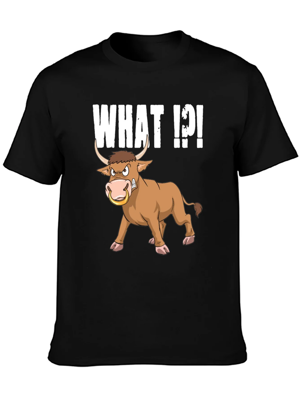 Funny Bull What T-Shirt - Black Graphic Tee product image 6