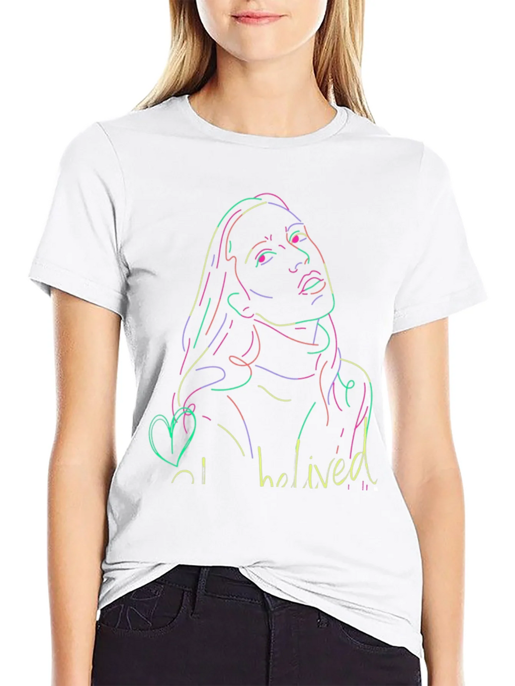 Neon Portrait Black T-Shirt - Casual Style product image 8