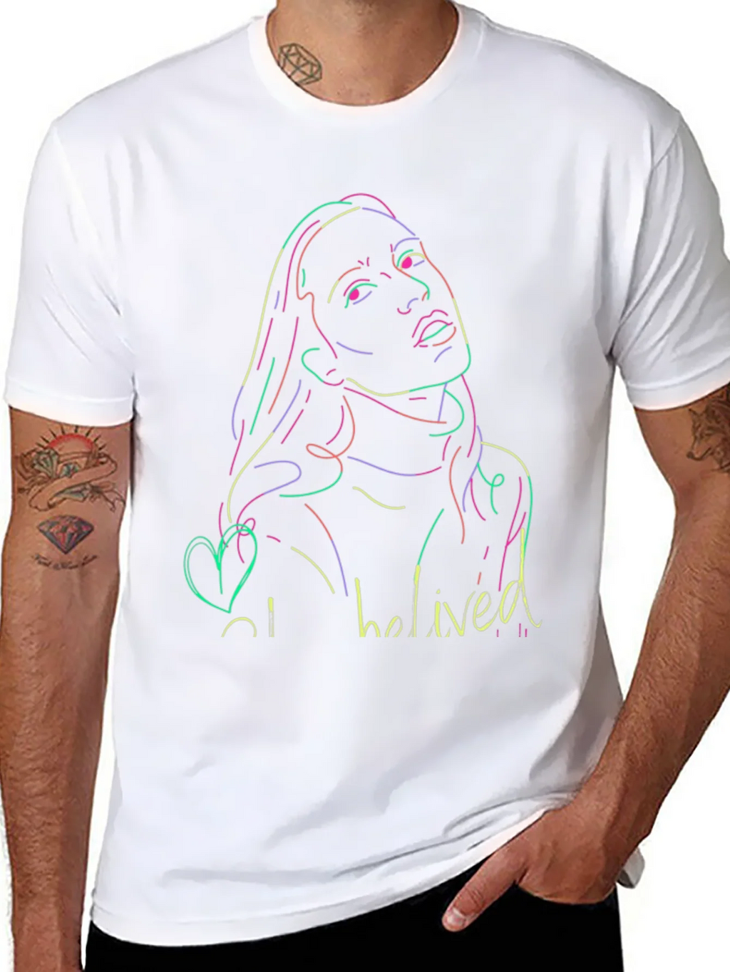 Neon Portrait Black T-Shirt - Casual Style product image 7