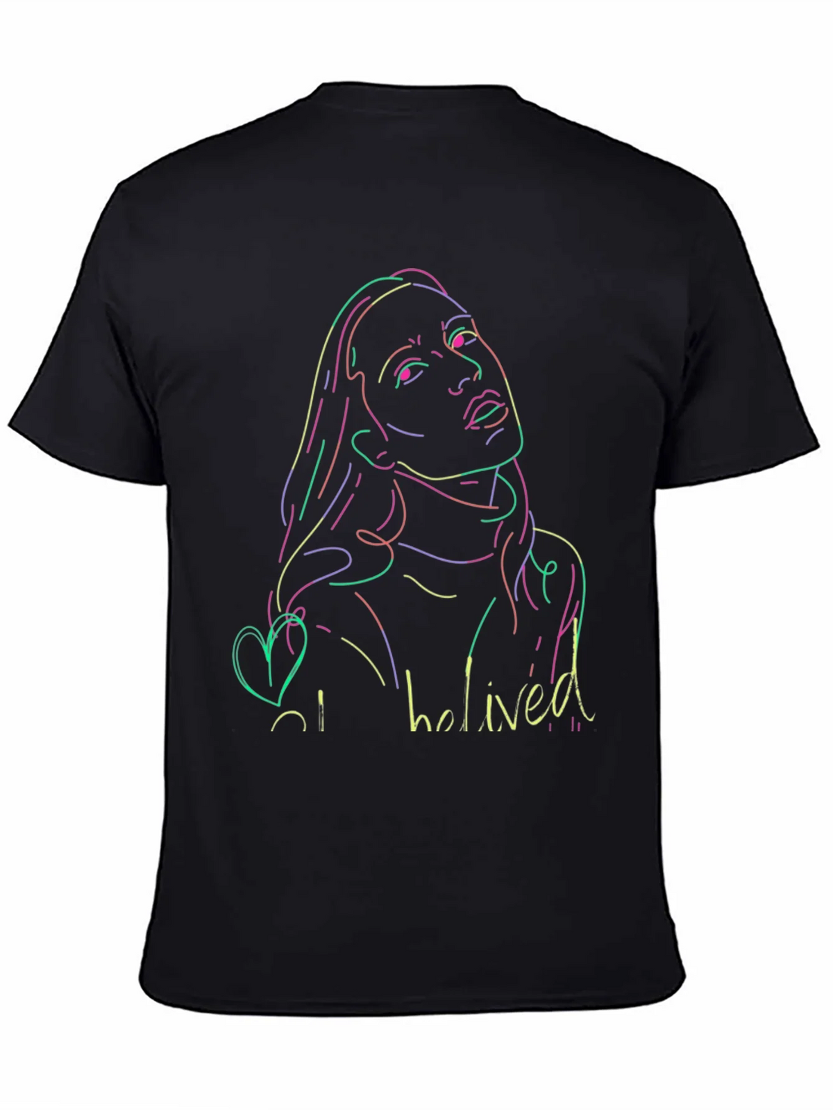 Neon Portrait Black T-Shirt - Casual Style product image 4