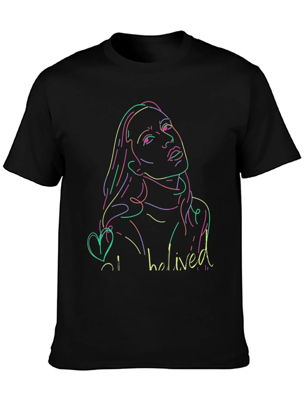 Neon Portrait Black T-Shirt - Casual Style product image 3