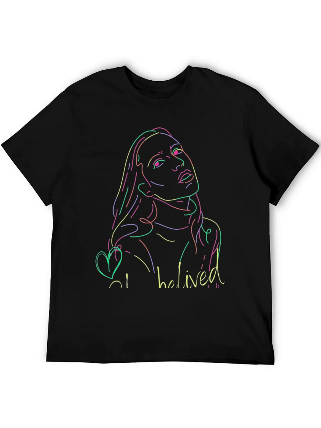 Neon Portrait Black T-Shirt - Casual Style product image 5