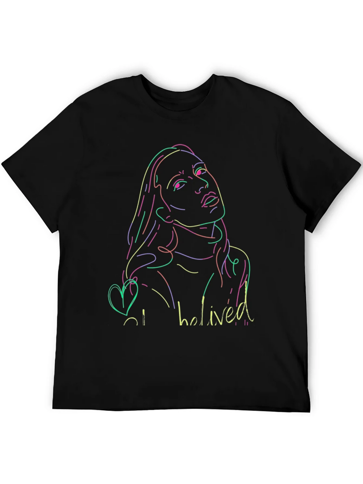 Neon Portrait Black T-Shirt - Casual Style product image 5