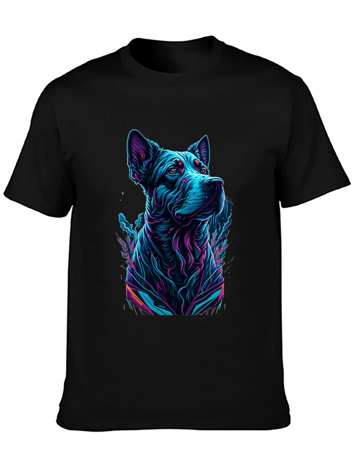 Neon Dog Graphic Black T-Shirt product image 3