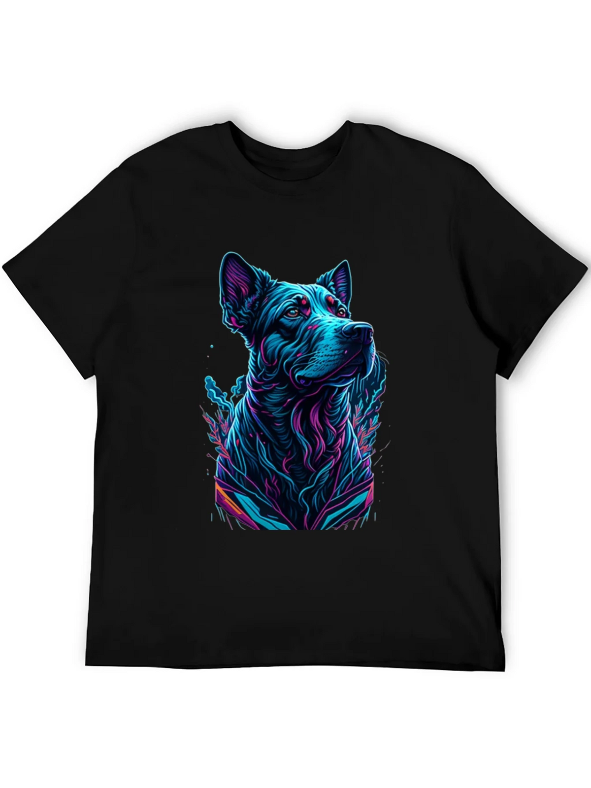 Neon Dog Graphic Black T-Shirt product image 5