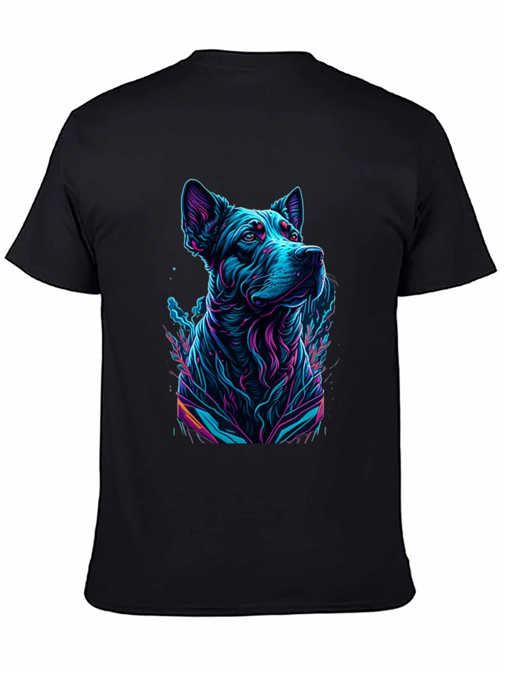 Neon Dog Graphic Black T-Shirt product image 4