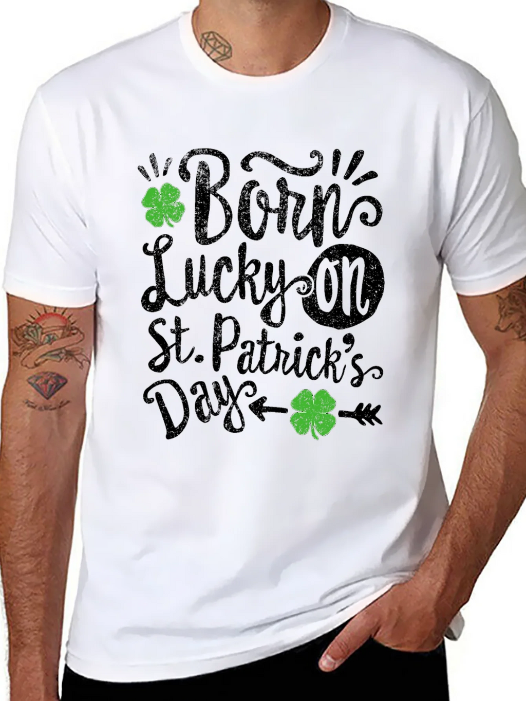 Born Lucky St. Patricks Day Black T-Shirt product image 10