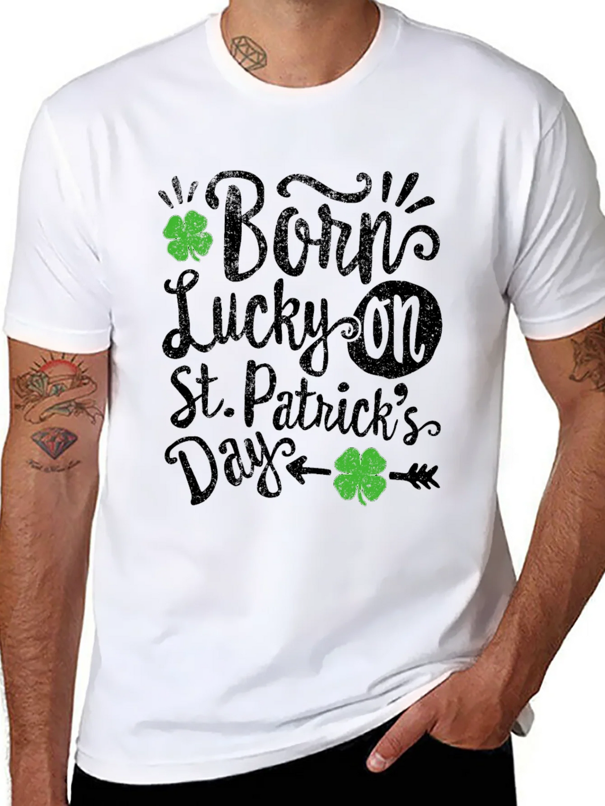Born Lucky St. Patricks Day Black T-Shirt product image 10