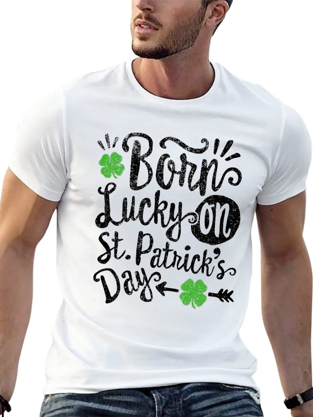 Born Lucky St. Patricks Day Black T-Shirt product image 4