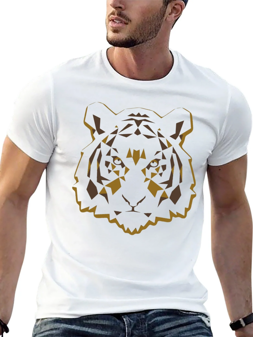 Geometric Tiger Graphic Tee - Black Cotton Blend product image 4