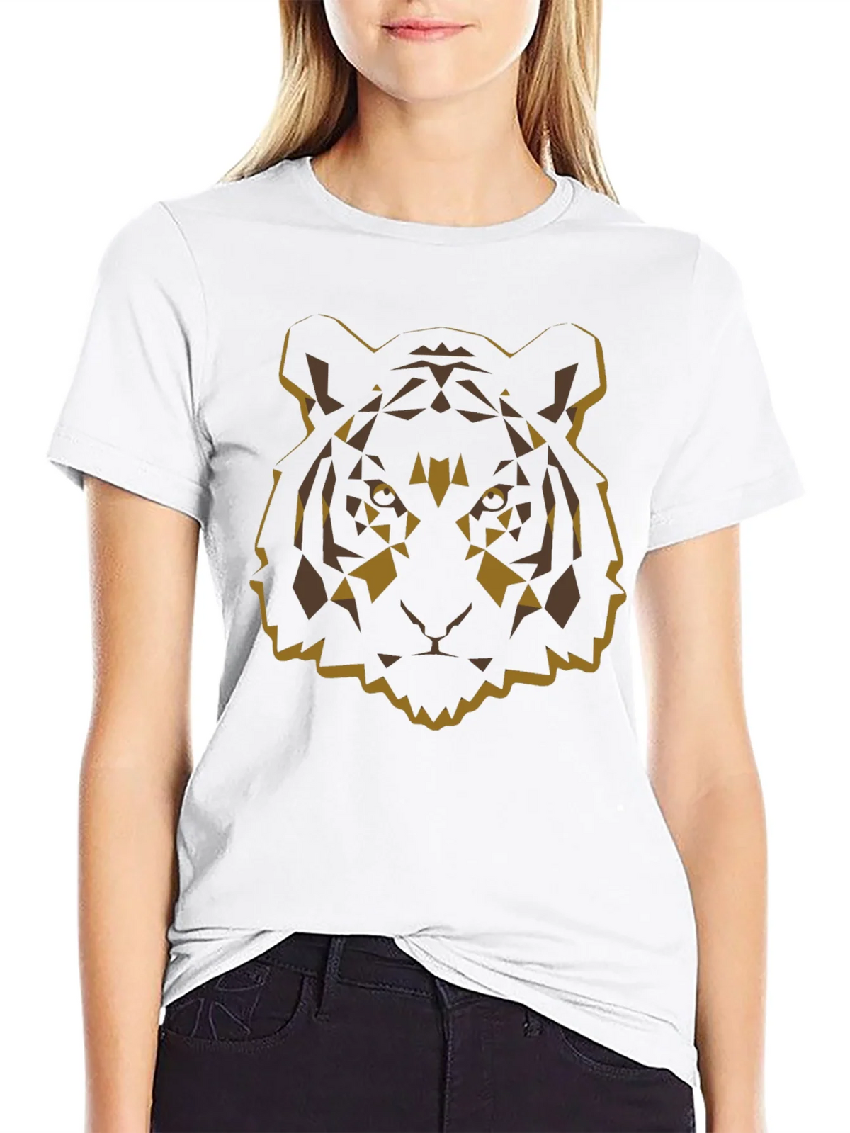 Geometric Tiger Graphic Tee - Black Cotton Blend product image 11