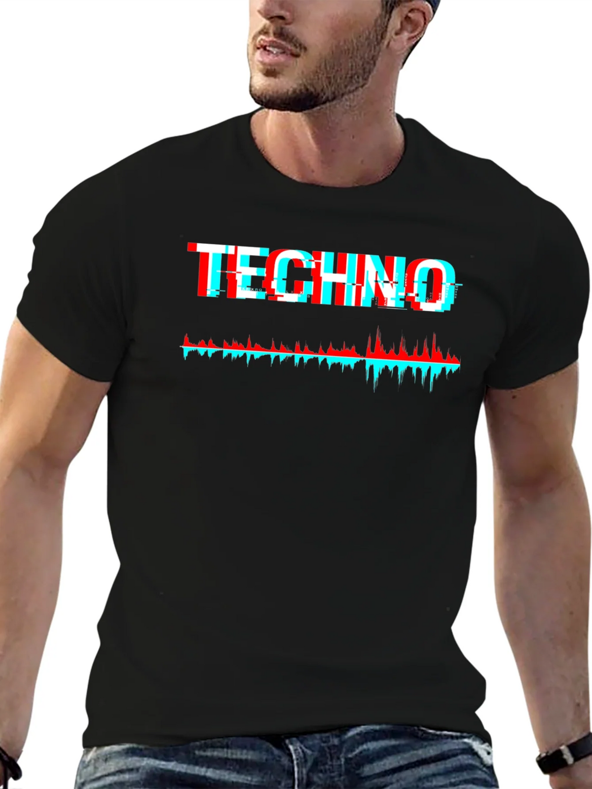 Techno Glitch Graphic Tee - Black product image 6