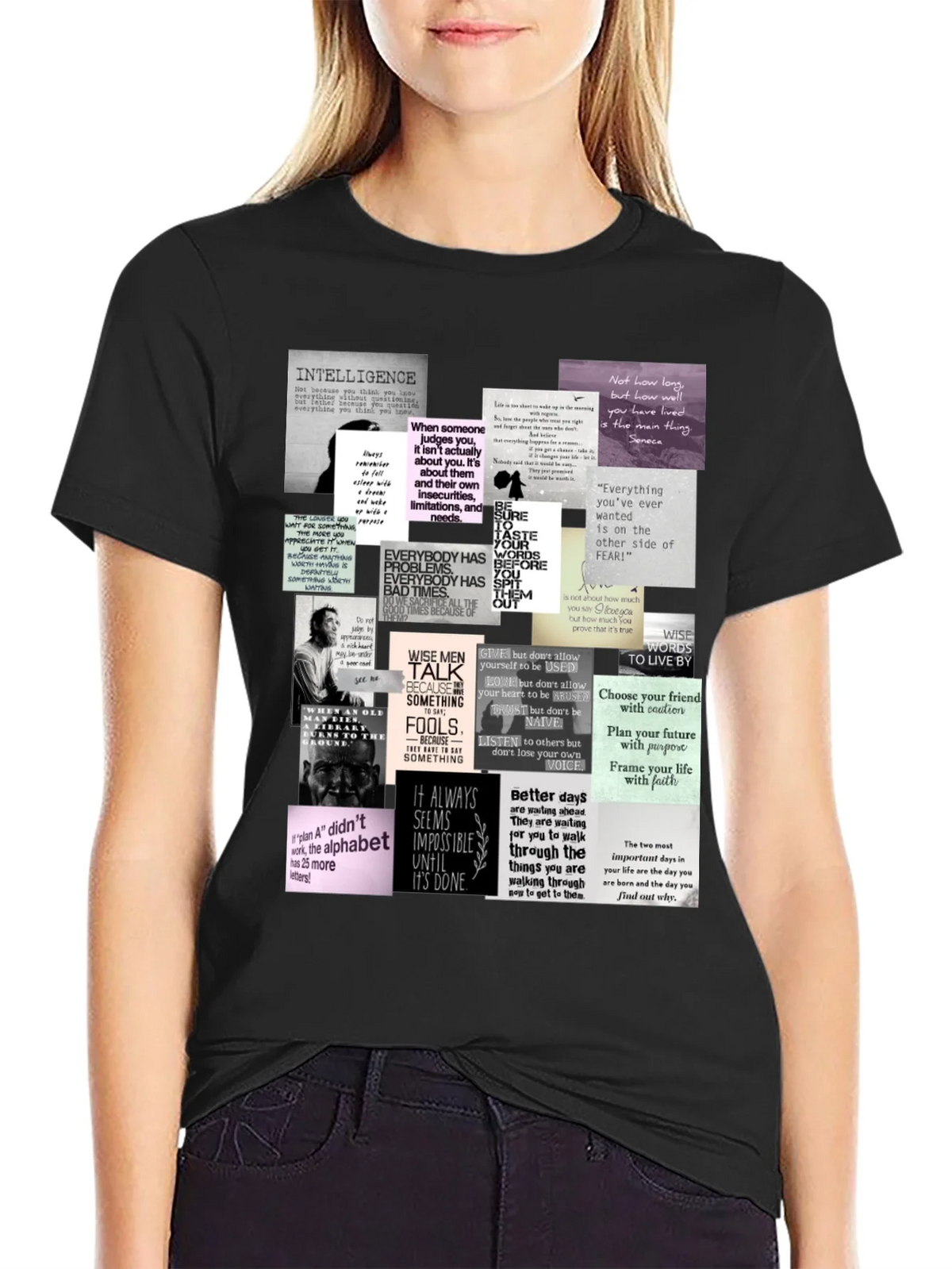 Inspirational Quote Collage T-Shirt - Black product image 2