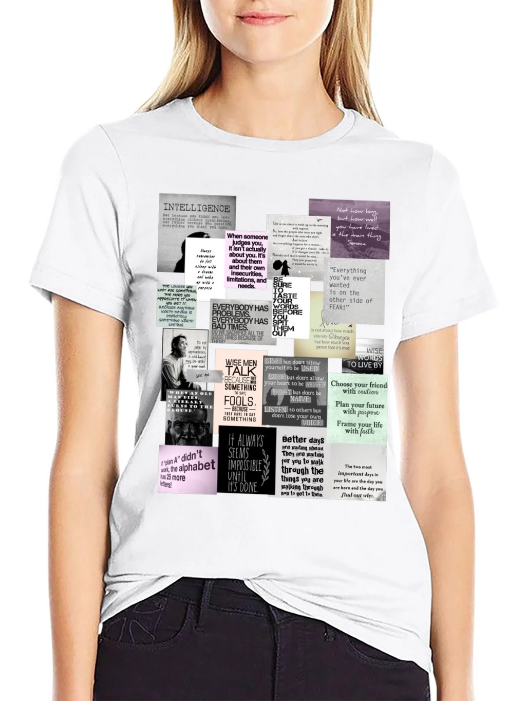 Inspirational Quote Collage T-Shirt - Black product image 8