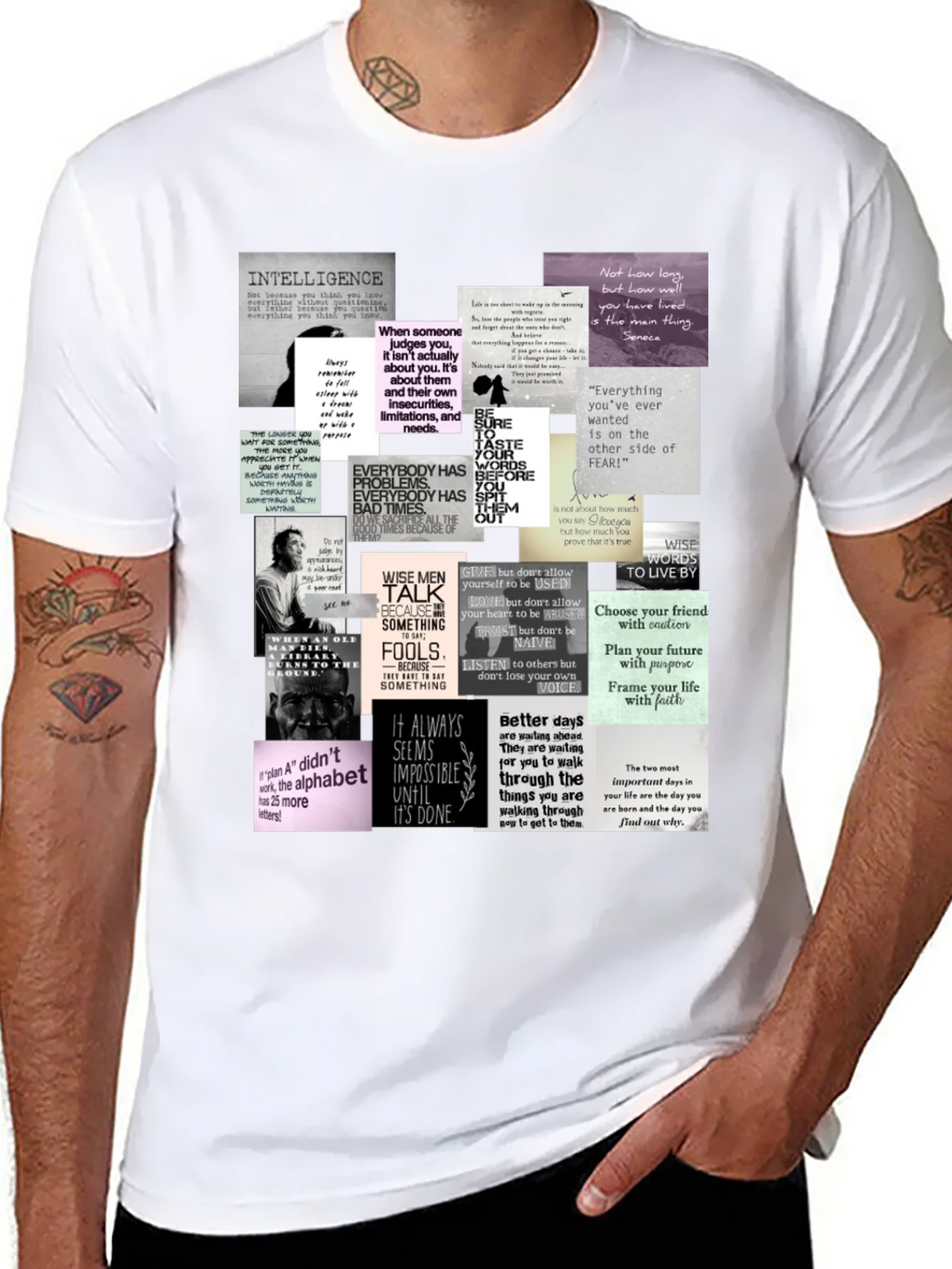 Inspirational Quote Collage T-Shirt - Black product image 7