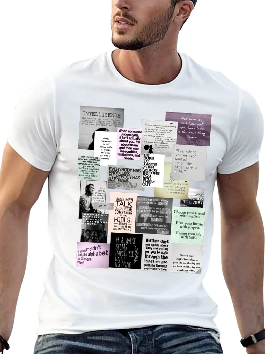 Inspirational Quote Collage T-Shirt - Black product image 12