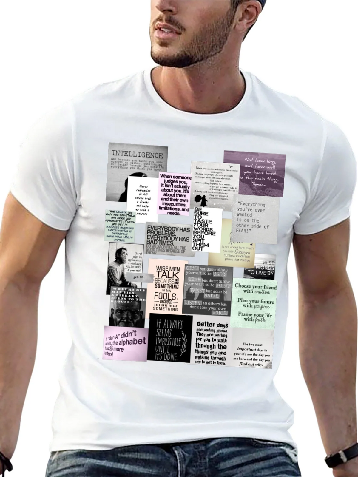 Inspirational Quote Collage T-Shirt - Black product image 12