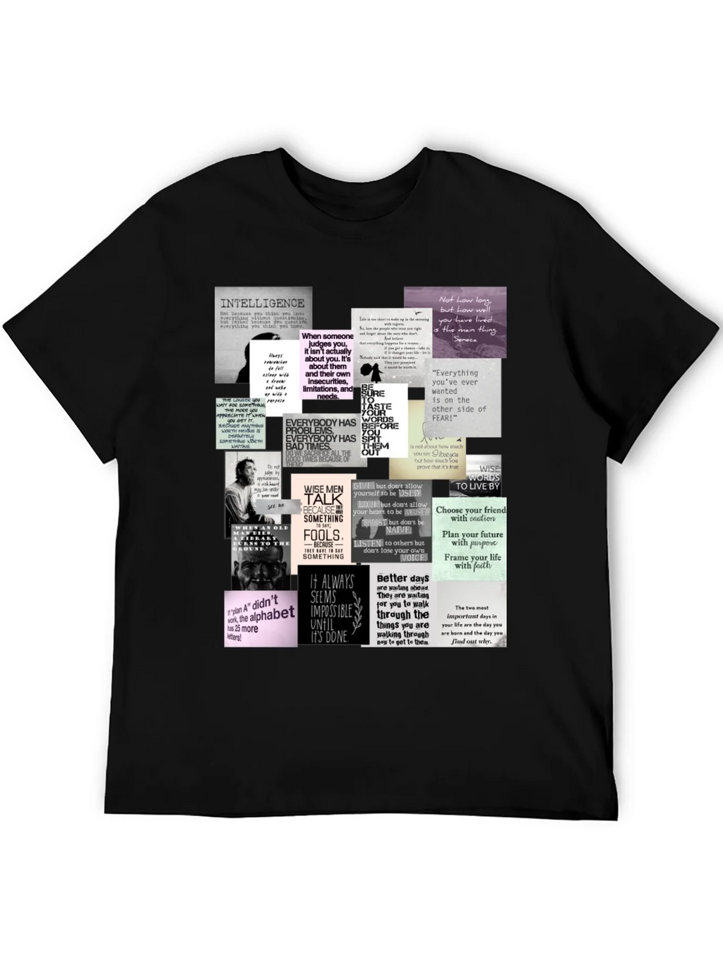Inspirational Quote Collage T-Shirt - Black product image 5