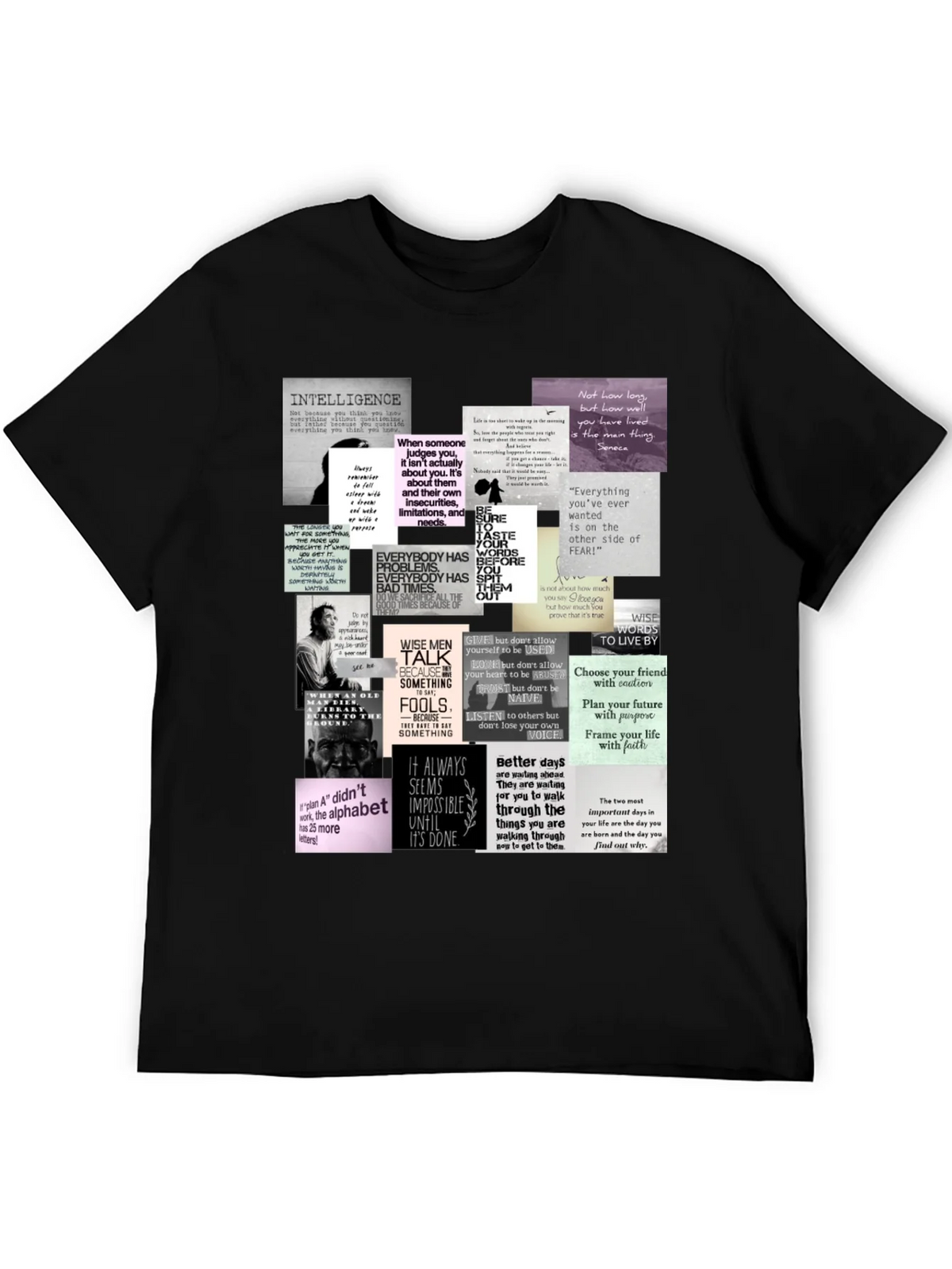 Inspirational Quote Collage T-Shirt - Black product image 5