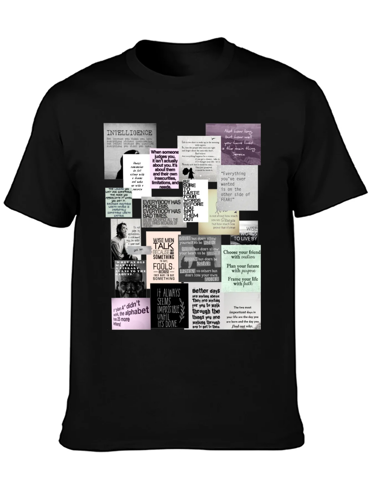 Inspirational Quote Collage T-Shirt - Black product image 3