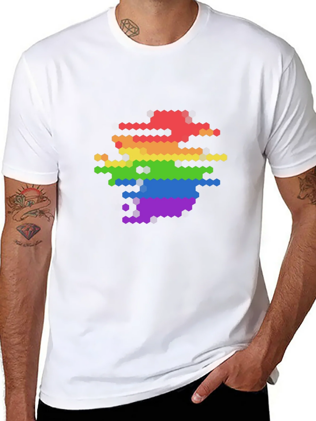 Pixel Rainbow Graphic Tee - Modern LGBTQ+ Pride Shirt product image 10