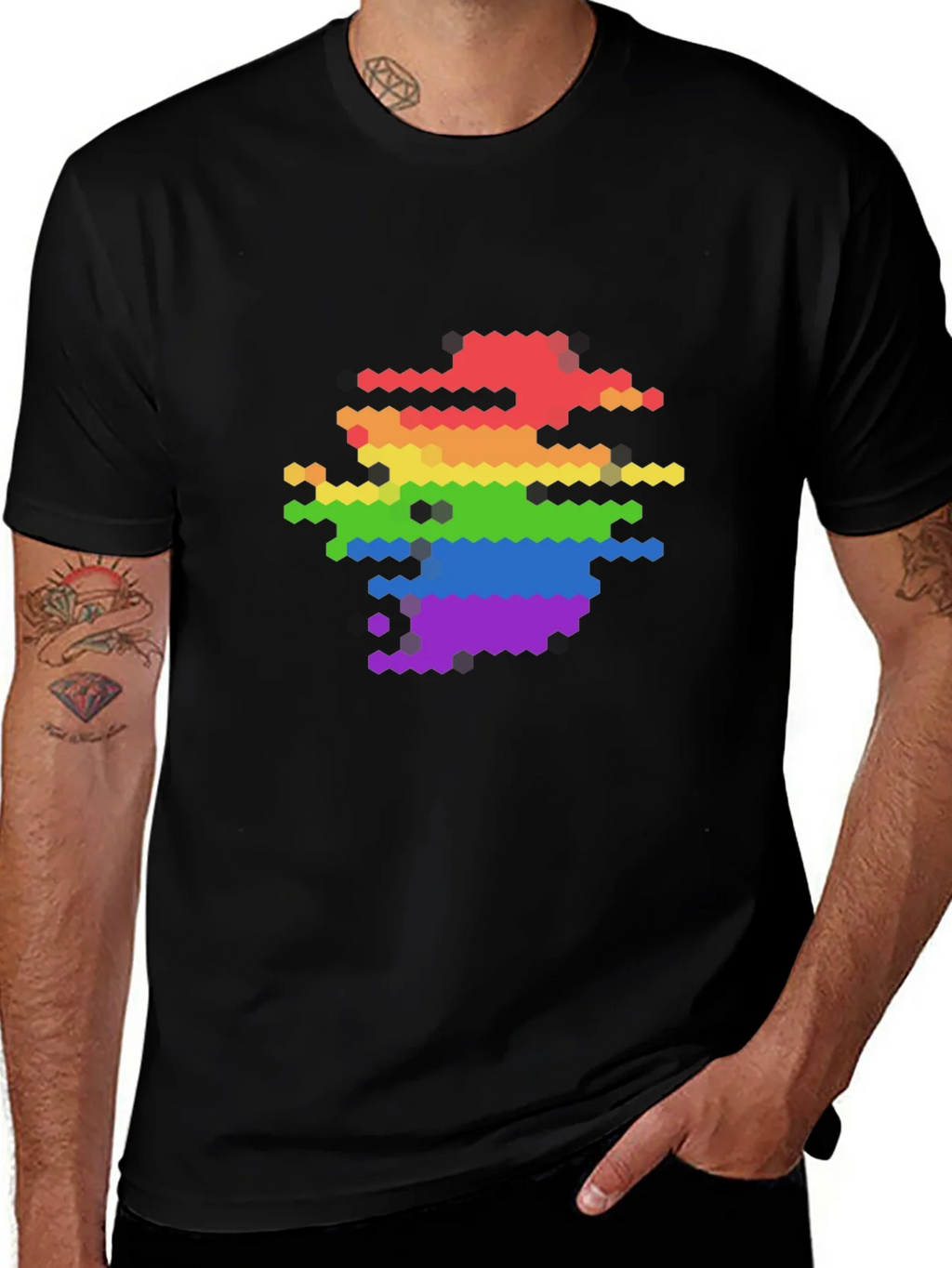 Pixel Rainbow Graphic Tee - Modern LGBTQ+ Pride Shirt product image 1