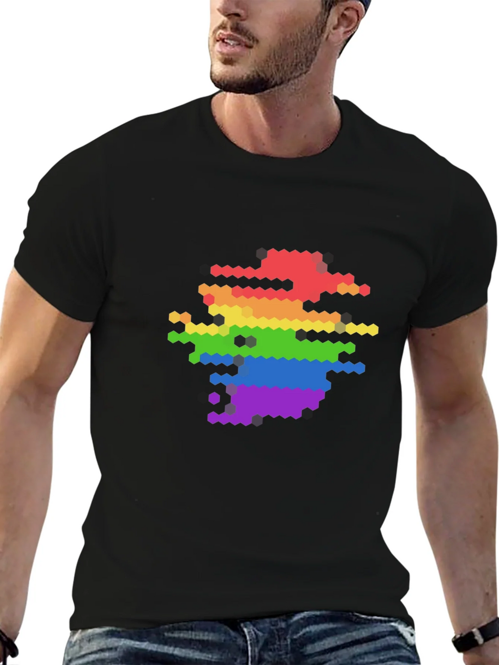 Pixel Rainbow Graphic Tee - Modern LGBTQ+ Pride Shirt product image 9