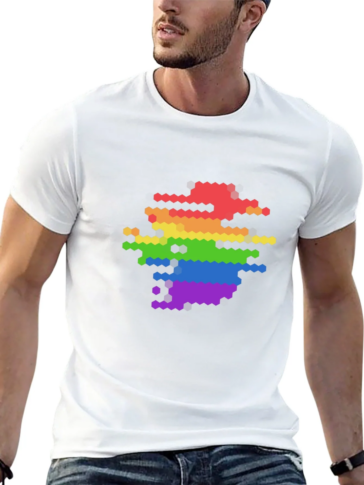 Pixel Rainbow Graphic Tee - Modern LGBTQ+ Pride Shirt product image 4