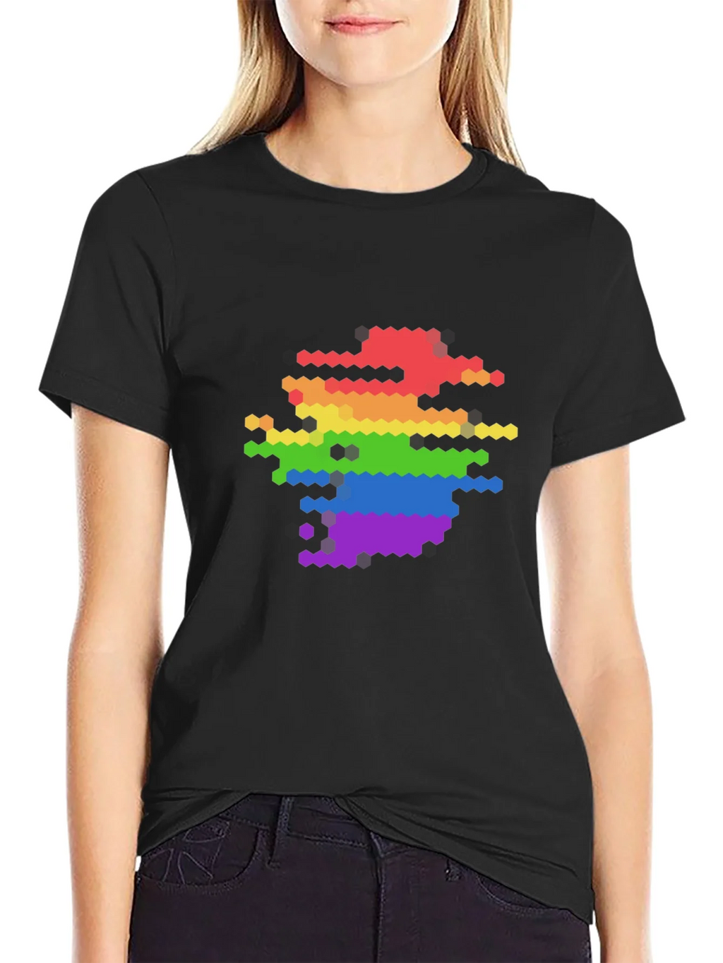 Pixel Rainbow Graphic Tee - Modern LGBTQ+ Pride Shirt product image 5