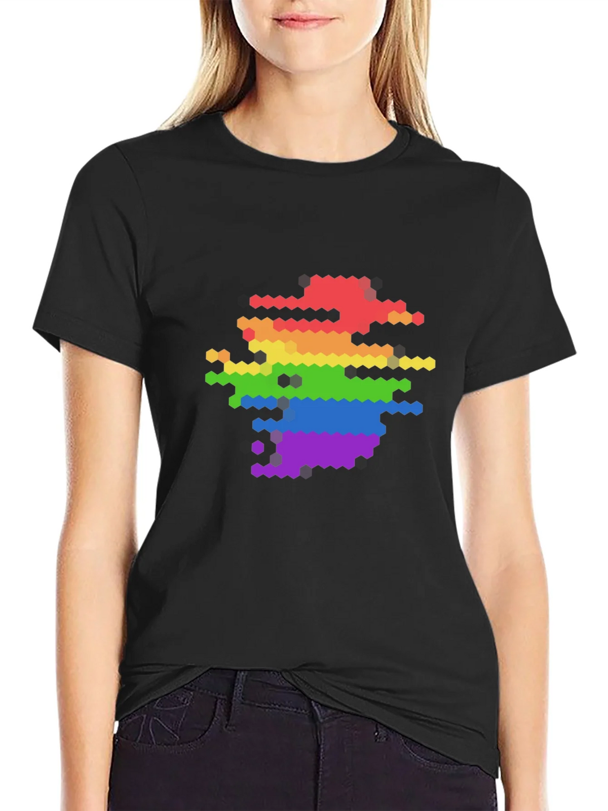 Pixel Rainbow Graphic Tee - Modern LGBTQ+ Pride Shirt product image 5