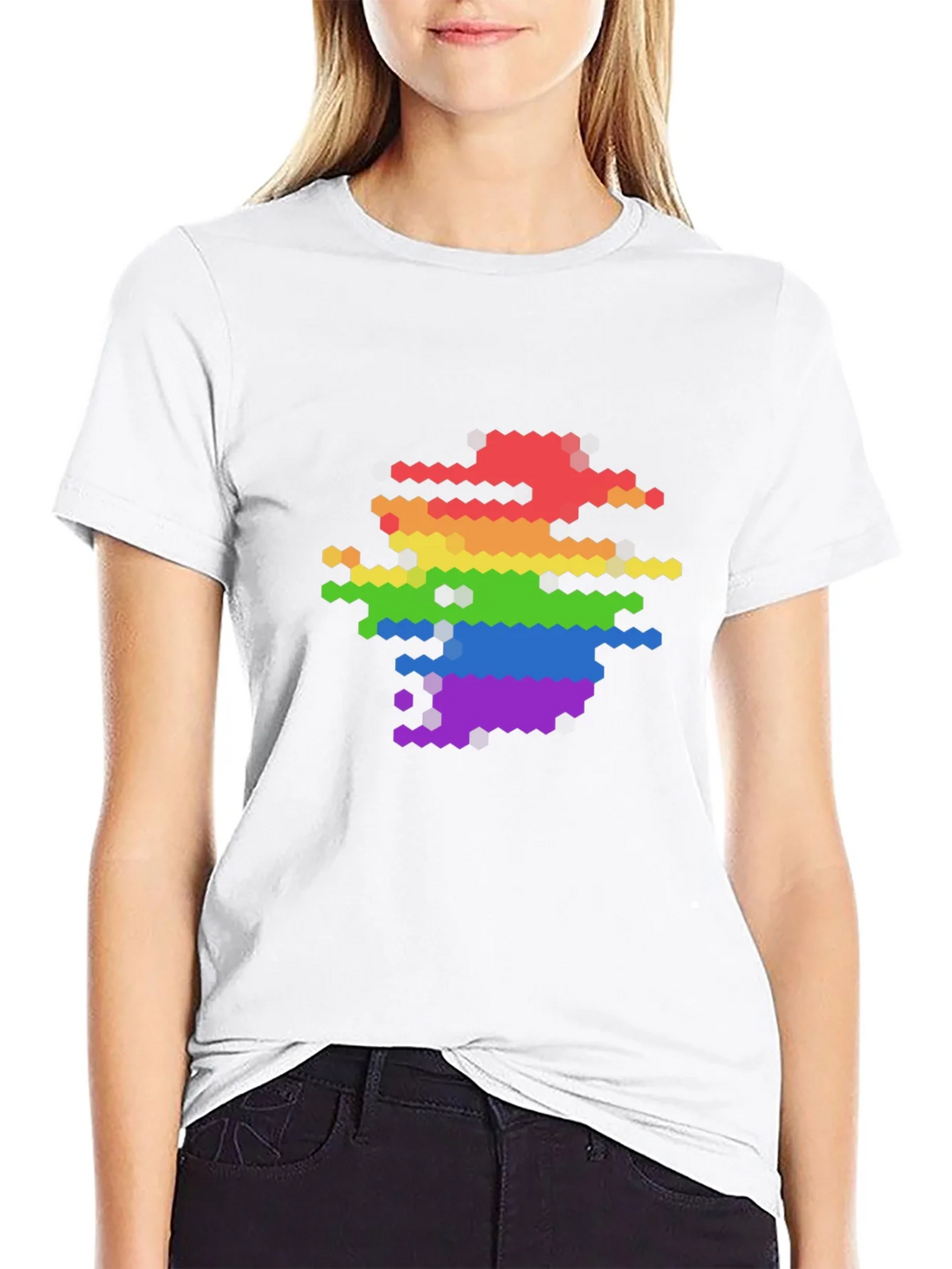 Pixel Rainbow Graphic Tee - Modern LGBTQ+ Pride Shirt product image 11