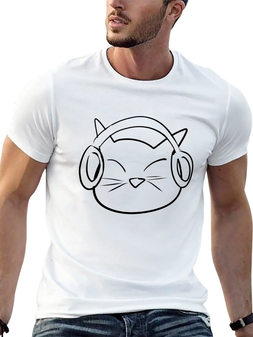 Cool Cat DJ Graphic Tee - Black Cotton T-Shirt product image 12