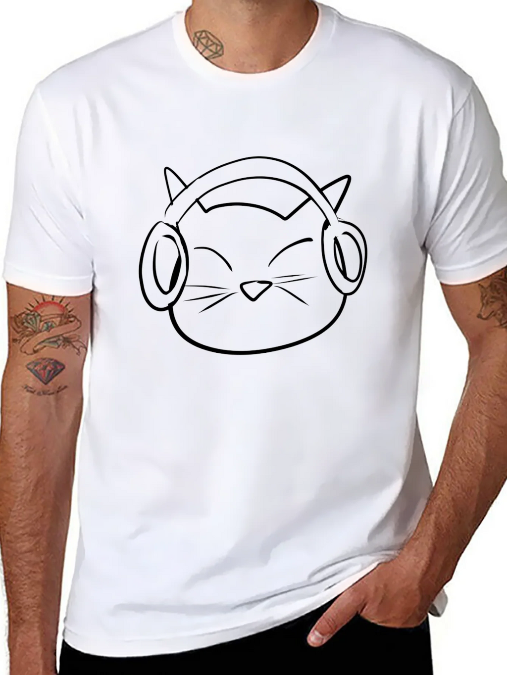 Cool Cat DJ Graphic Tee - Black Cotton T-Shirt product image 7