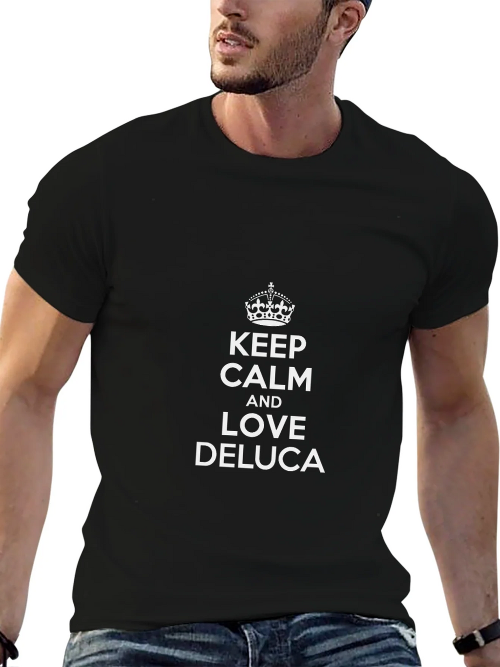 Keep Calm and Love Deluca Black T-Shirt product image 6