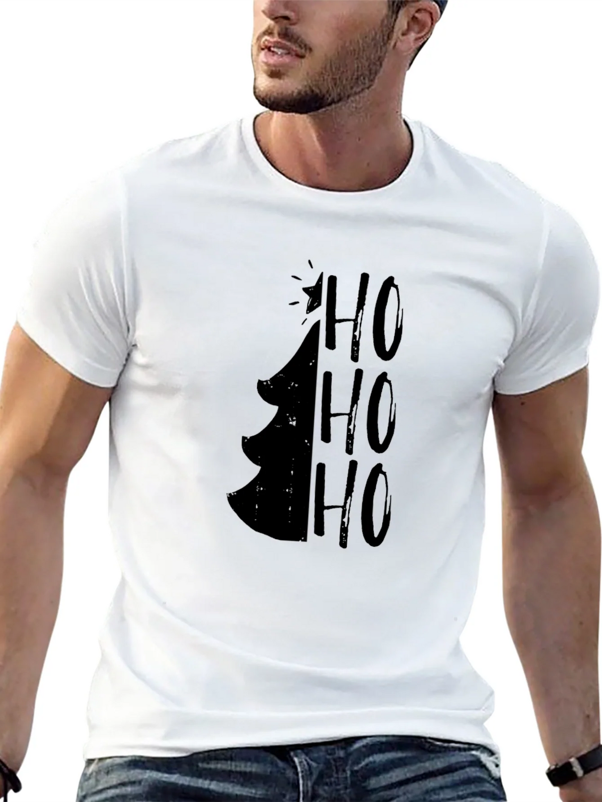 Christmas Tree HO HO HO Mens Graphic Tee product image 4