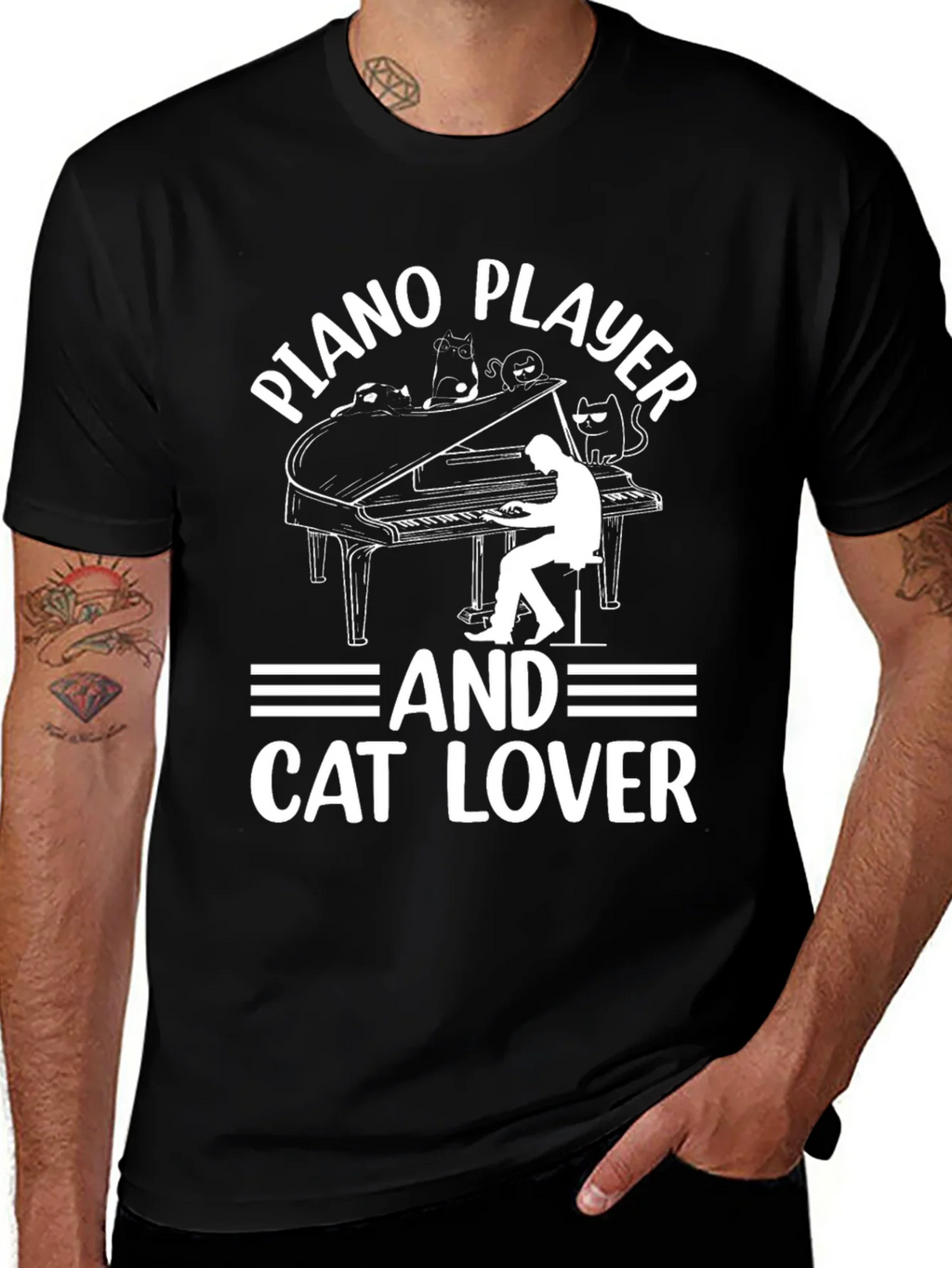 Piano Player & Cat Lover T-Shirt product image 1