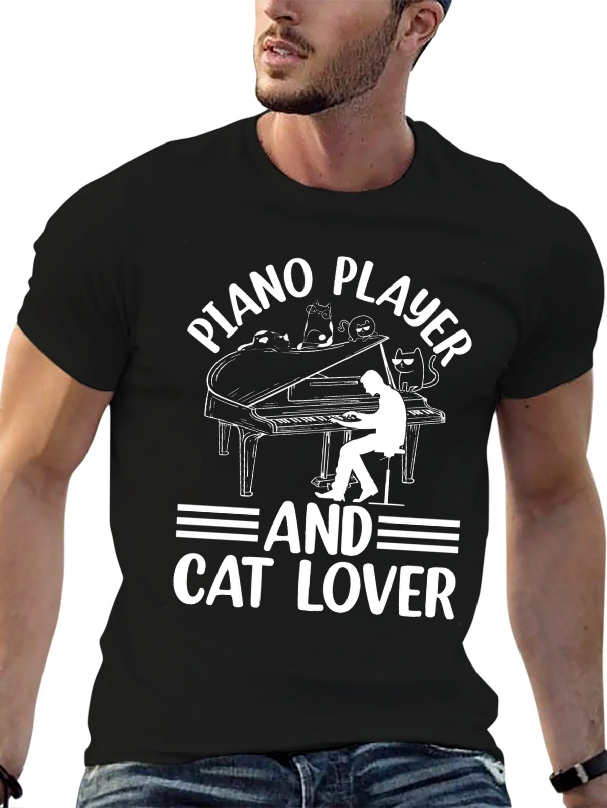 Piano Player & Cat Lover T-Shirt product image 6
