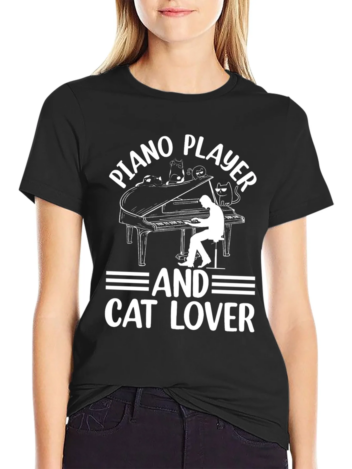 Piano Player & Cat Lover T-Shirt product image 2