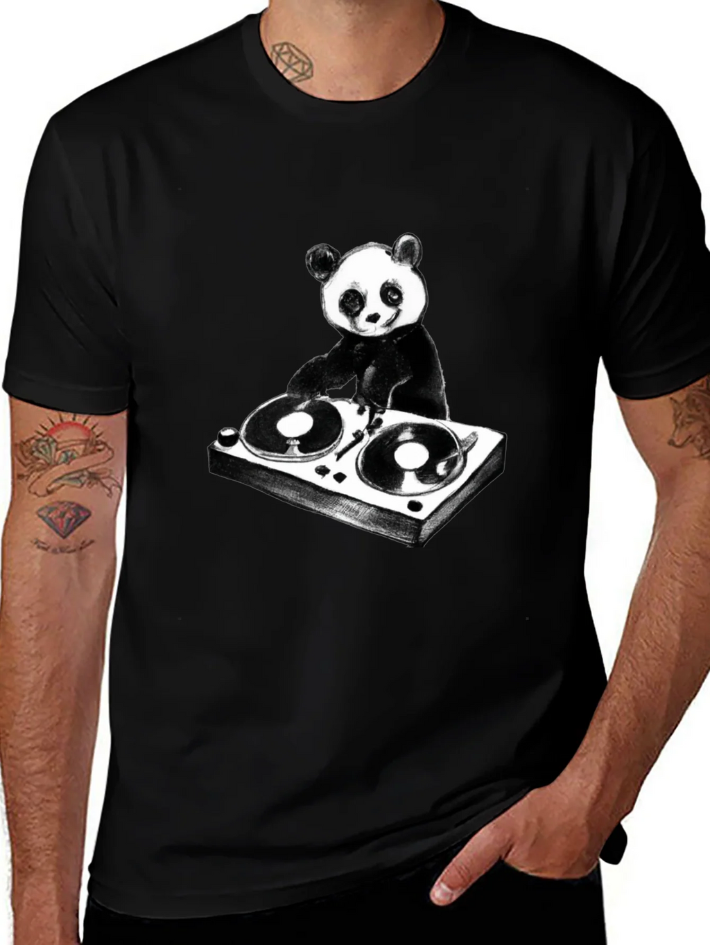 DJ Panda Graphic T-Shirt - Black Cotton Tee product image 1