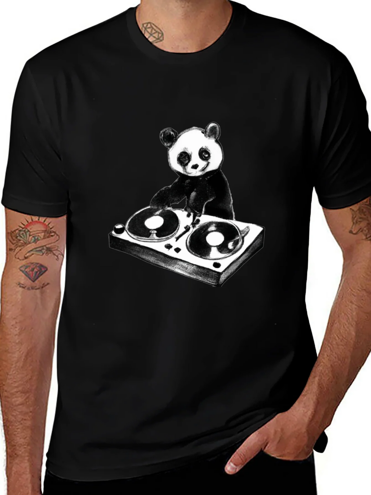 DJ Panda Graphic T-Shirt - Black Cotton Tee product image 1