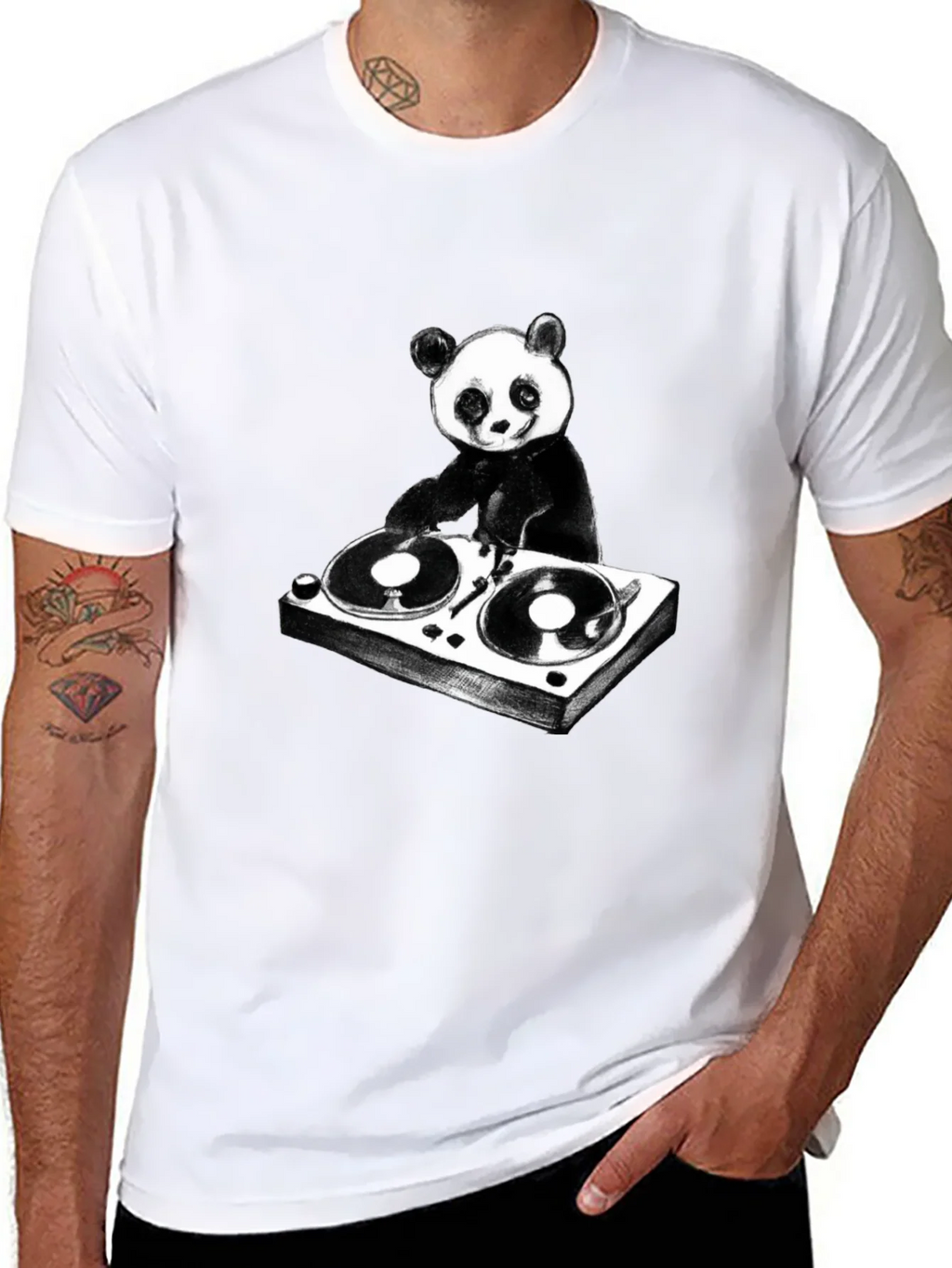 DJ Panda Graphic T-Shirt - Black Cotton Tee product image 7