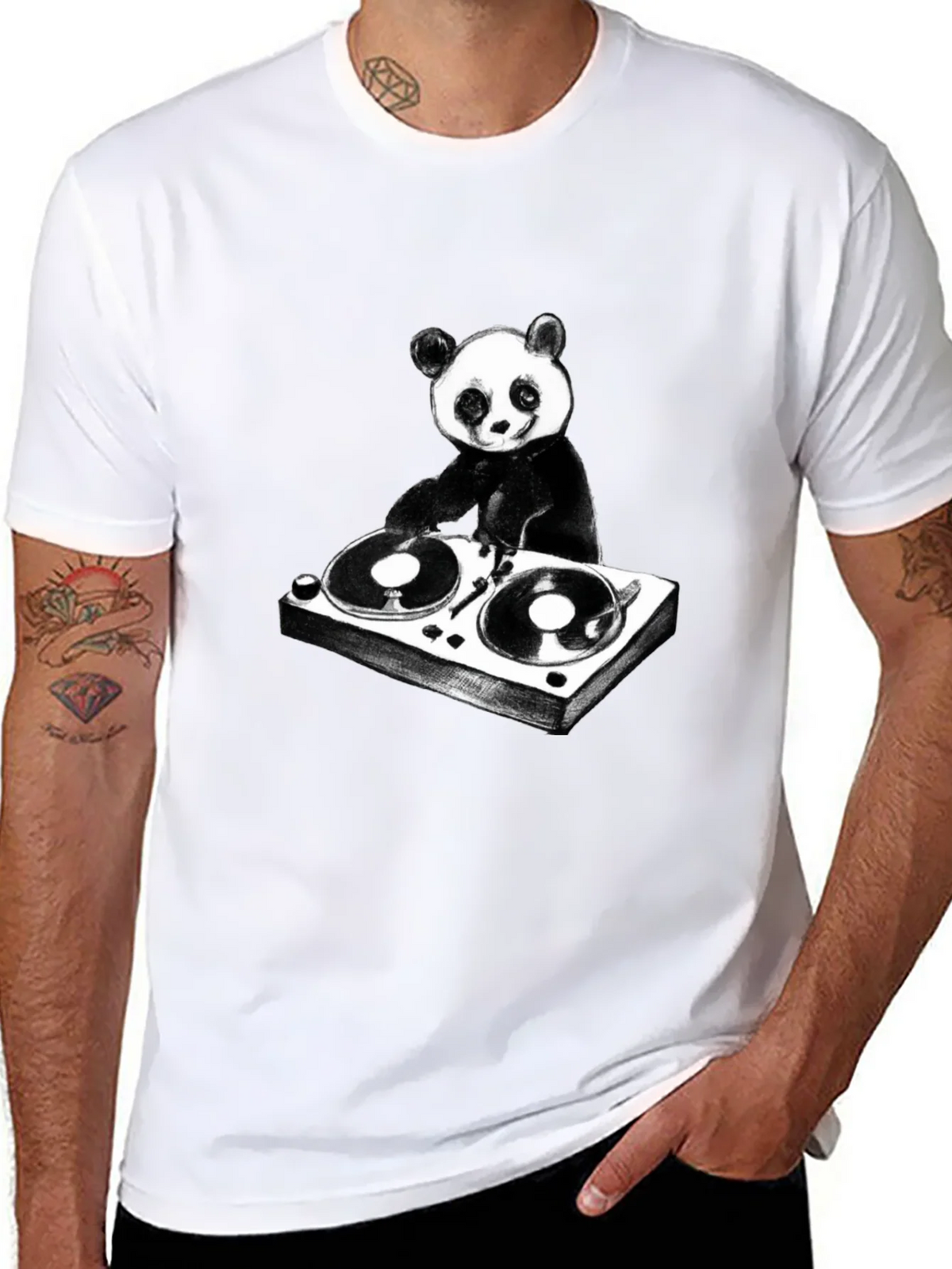DJ Panda Graphic T-Shirt - Black Cotton Tee product image 7