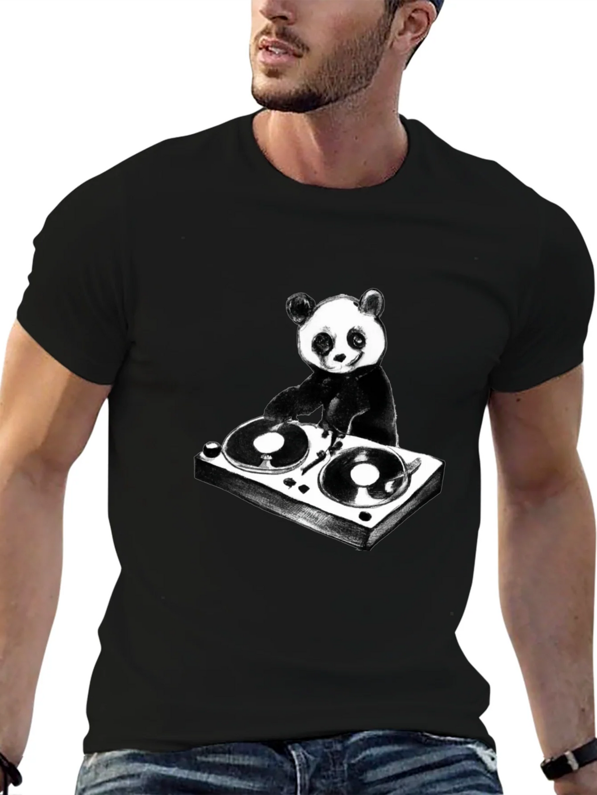 DJ Panda Graphic T-Shirt - Black Cotton Tee product image 6