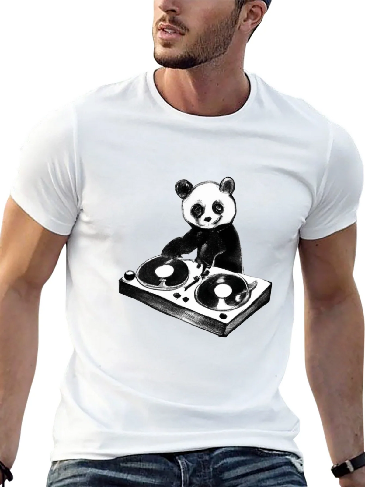 DJ Panda Graphic T-Shirt - Black Cotton Tee product image 12