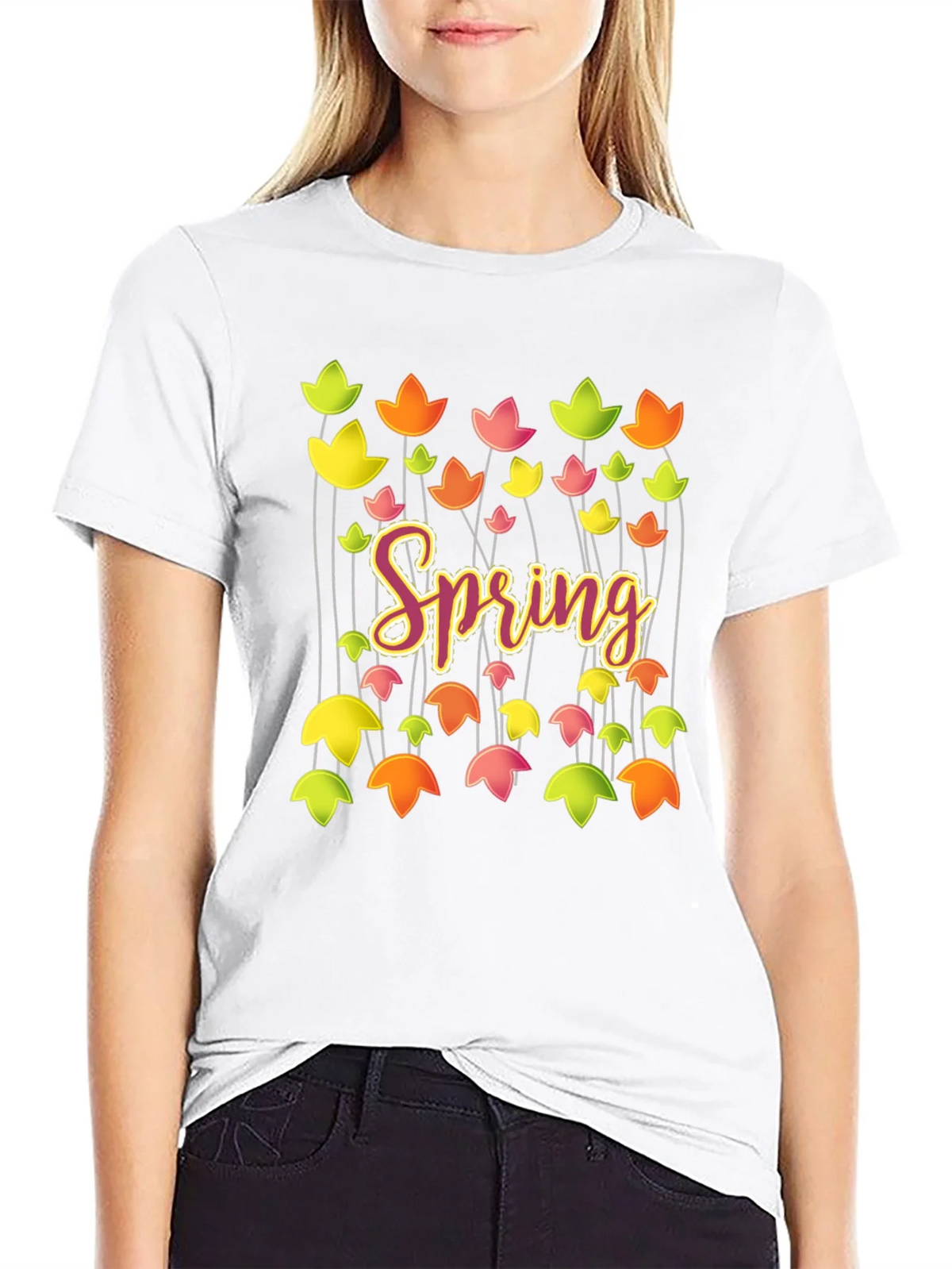 Spring Floral Graphic T-Shirt - Trendy Casual Tee product image 11