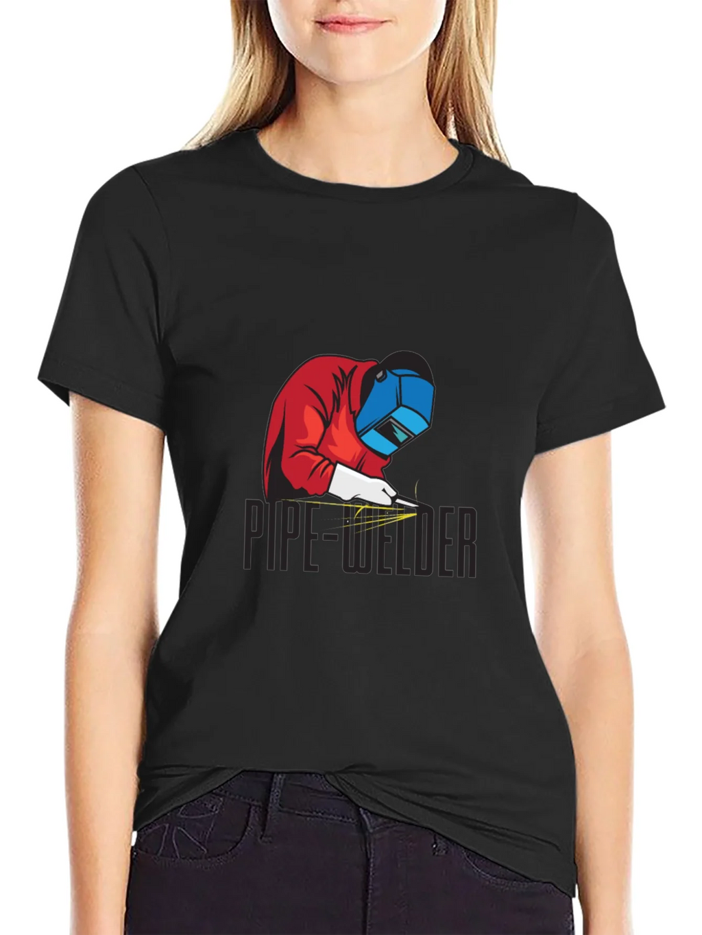 Pipe Welder Graphic Tee - Black Cotton T-Shirt product image 5
