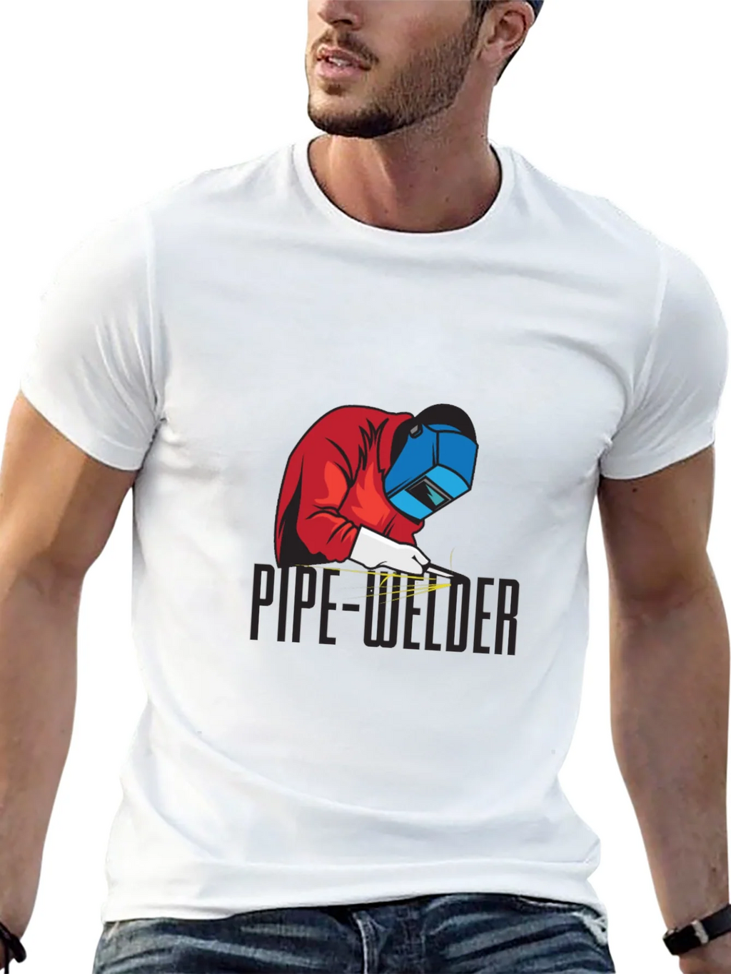 Pipe Welder Graphic Tee - Black Cotton T-Shirt product image 4